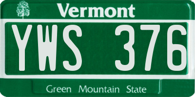 VT license plate YWS376