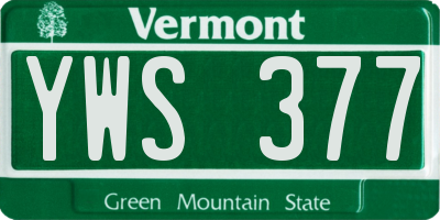 VT license plate YWS377