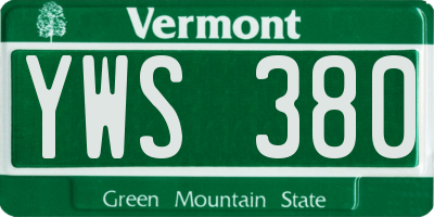 VT license plate YWS380