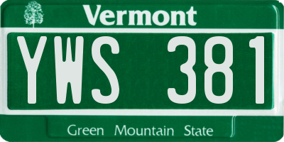 VT license plate YWS381