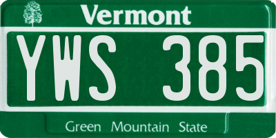 VT license plate YWS385