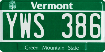 VT license plate YWS386