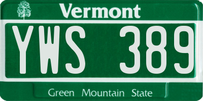 VT license plate YWS389