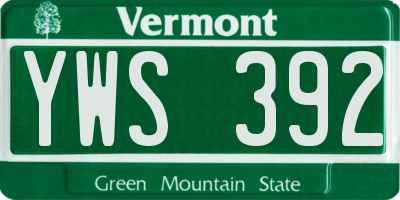 VT license plate YWS392