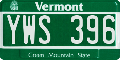 VT license plate YWS396