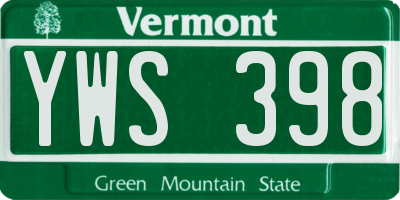 VT license plate YWS398