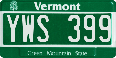 VT license plate YWS399