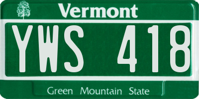 VT license plate YWS418