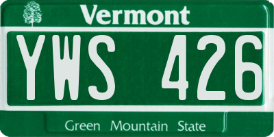 VT license plate YWS426