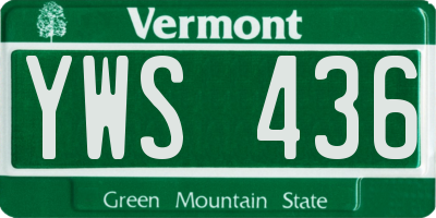 VT license plate YWS436