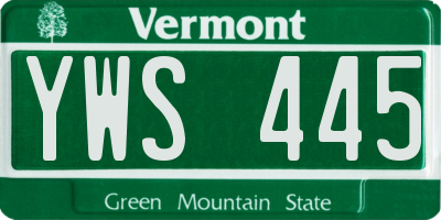 VT license plate YWS445