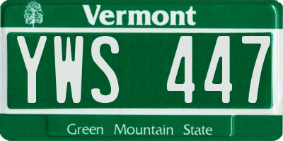 VT license plate YWS447