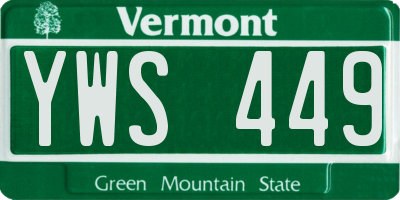 VT license plate YWS449
