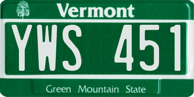 VT license plate YWS451