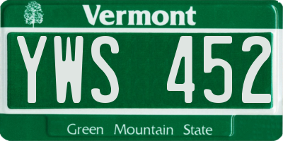 VT license plate YWS452