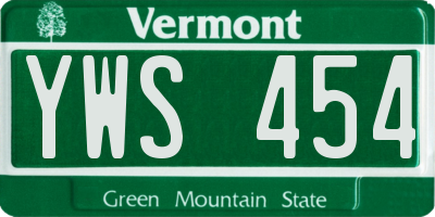 VT license plate YWS454
