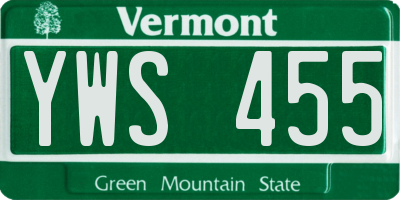 VT license plate YWS455