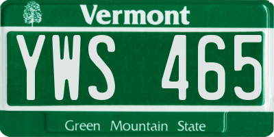 VT license plate YWS465