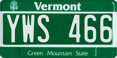 VT license plate YWS466