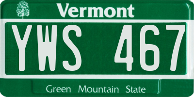 VT license plate YWS467