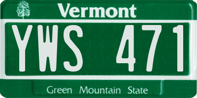 VT license plate YWS471