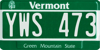 VT license plate YWS473