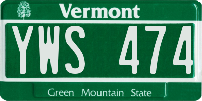 VT license plate YWS474