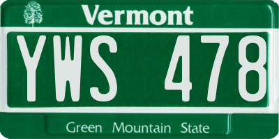 VT license plate YWS478