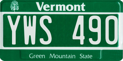 VT license plate YWS490