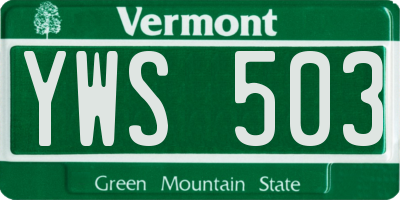 VT license plate YWS503