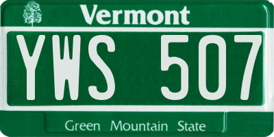 VT license plate YWS507