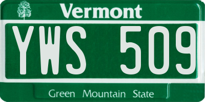 VT license plate YWS509