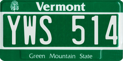 VT license plate YWS514