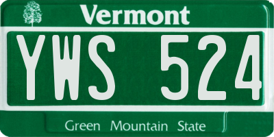 VT license plate YWS524