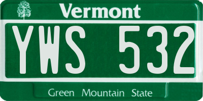 VT license plate YWS532