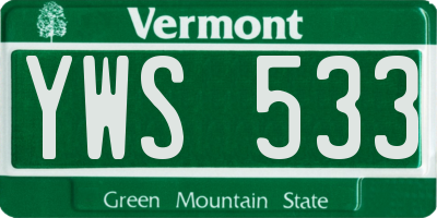 VT license plate YWS533