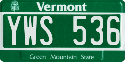VT license plate YWS536