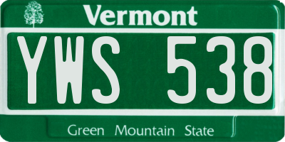 VT license plate YWS538