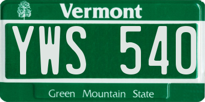 VT license plate YWS540