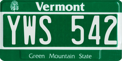 VT license plate YWS542