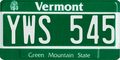 VT license plate YWS545