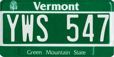 VT license plate YWS547