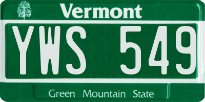 VT license plate YWS549