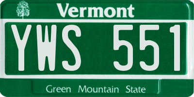 VT license plate YWS551