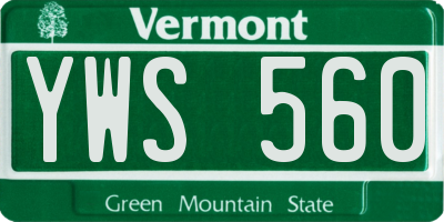 VT license plate YWS560