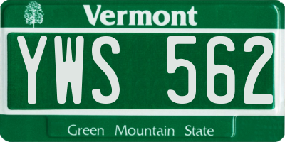 VT license plate YWS562
