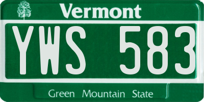 VT license plate YWS583