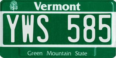 VT license plate YWS585