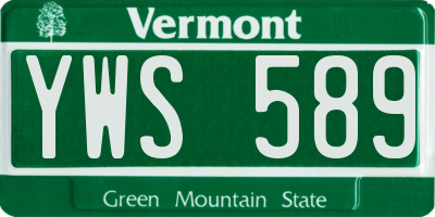 VT license plate YWS589