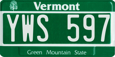 VT license plate YWS597